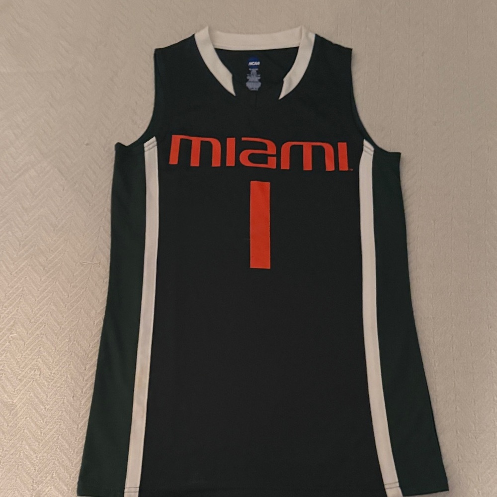 Miami Hurricanes Green and Orange basketball Jersey. Men’s Small